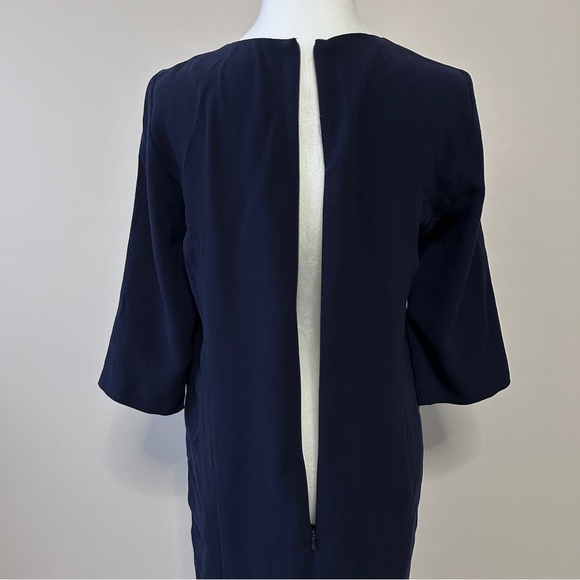 Gerard Darel Women's Size 8(40) Blue Asymmetrical Sheath Dress V-neck 3/4 Sleeve - Picture 15 of 16